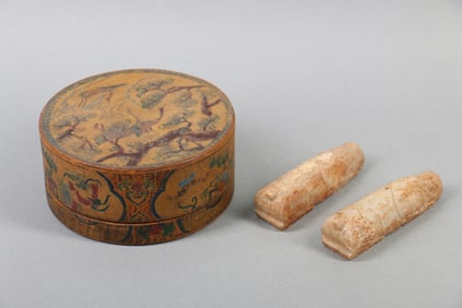 Two Pieces of Chinese Carved Jade Decoration with Box