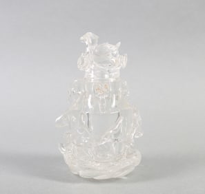 A Carved Crystal Vase with Lid