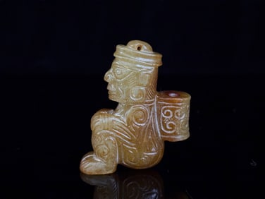 A Chinese Carved Jade Figure Pendant