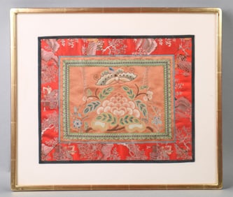 A Chinese Embroidery with Frame