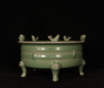 A Chinese Celadon Glazed Porcelain Incense Burner