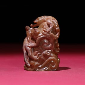 A Chinese Carved Jade Dragon Seal