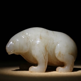 A Chinese Carved Jade Bear Statuette