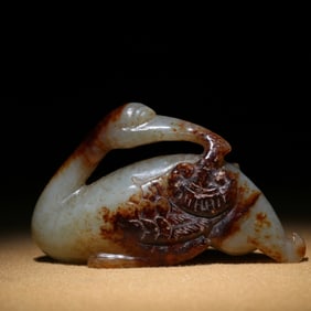 A Chinese Carved Jade Goose Statuette