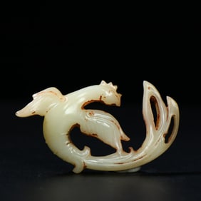 A Chinese Carved Jade Phenix Statuette