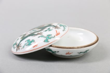 A Chinese Famille-Rose Porcelain Box with Dragon
