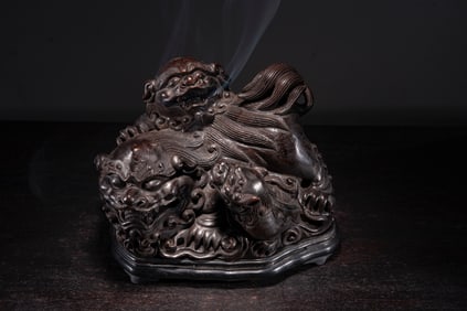 A Chinese Carved Hardwood Incense Burner