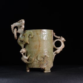 A Chinese Carved Jade Cup