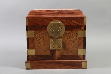 A Chinese Style Carved Wooden Jewellery Box