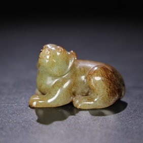 A Chinese Carved Jade Bear Statuette