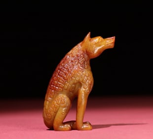 A Chinese Carved Jade Wolf Statuette