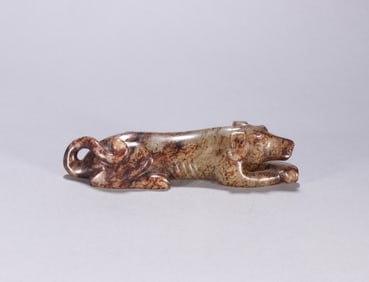 A Chinese Carved Jade Dog Statuette