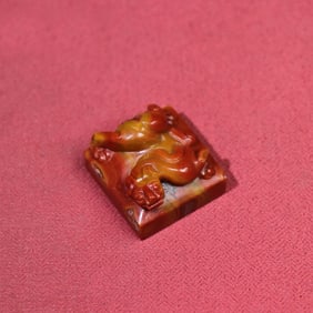 A Chinese Carved Jade Dragon Handle Seal