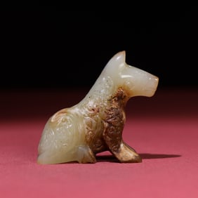 A Chinese Carved Jade Dog Statuette