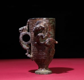 A Chinese Carved Jade Dragon Stem-Cup