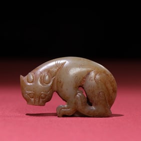A Chinese Carved Jade Tiger Statuette