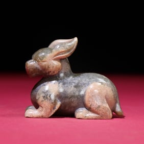 A Chinese Carved Jade Rabbit Statuette