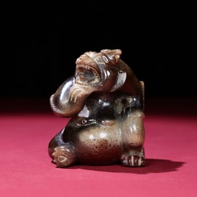 A Chinese Carved Jade Bear Statuette