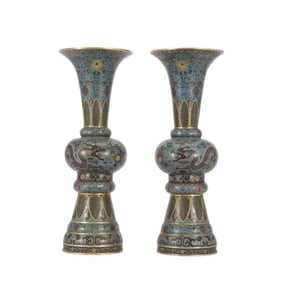 A Pair of Chinese Cloisonné Vases