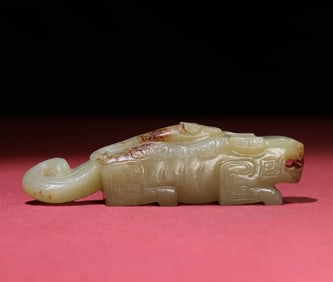 A Chinese Carved Jade Tiger Statuette