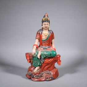 A Chinese Carved Lacquer Figure of Buddha