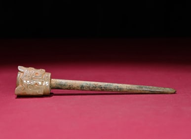 A Chinese Carved Jade Hair Pin