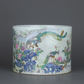 A Chinese Famille-Rose Porcelain Brush Pot
