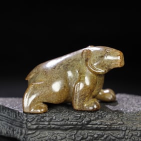 A Chinese Carved Jade Bear Statuette