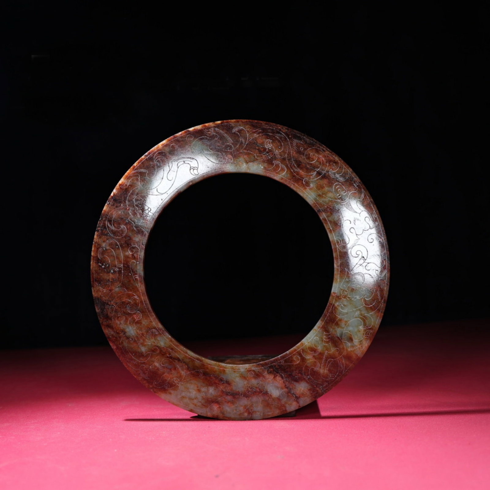 A Chinese Carved Jade Ring Pendant