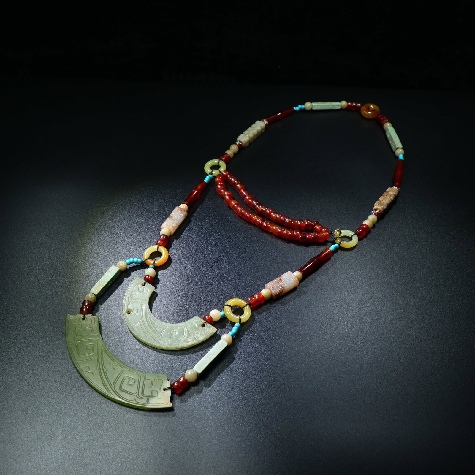 A Chinese Carved Jade Necklace (1 of 9)