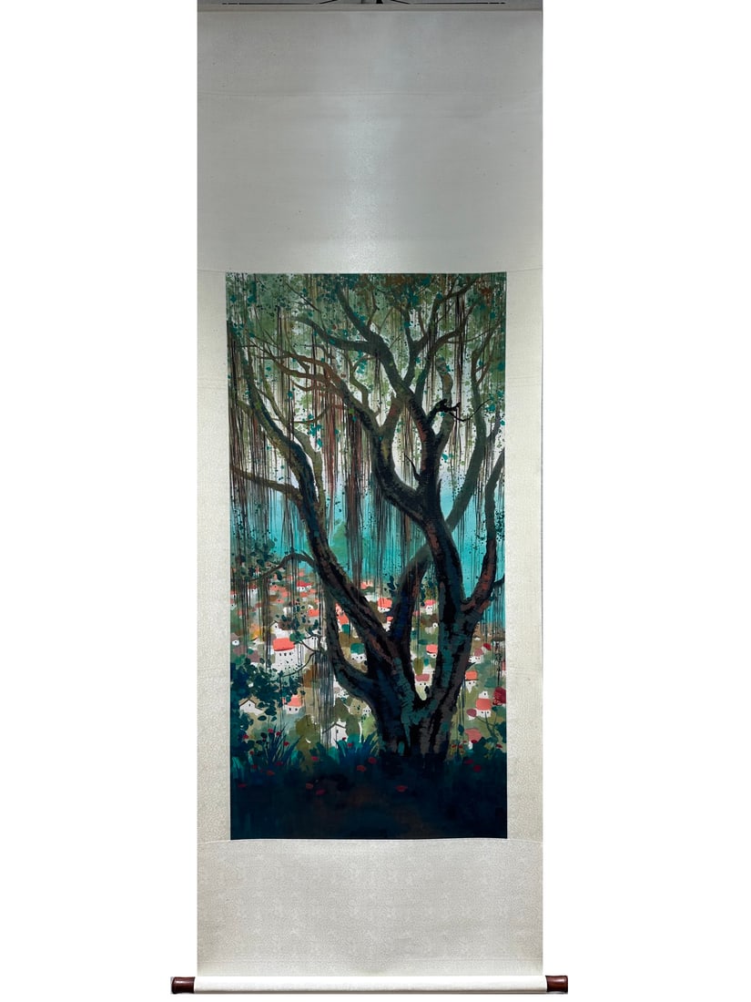 A Chinese Scroll Painting: Wd. 67cm, Ht. 137cm