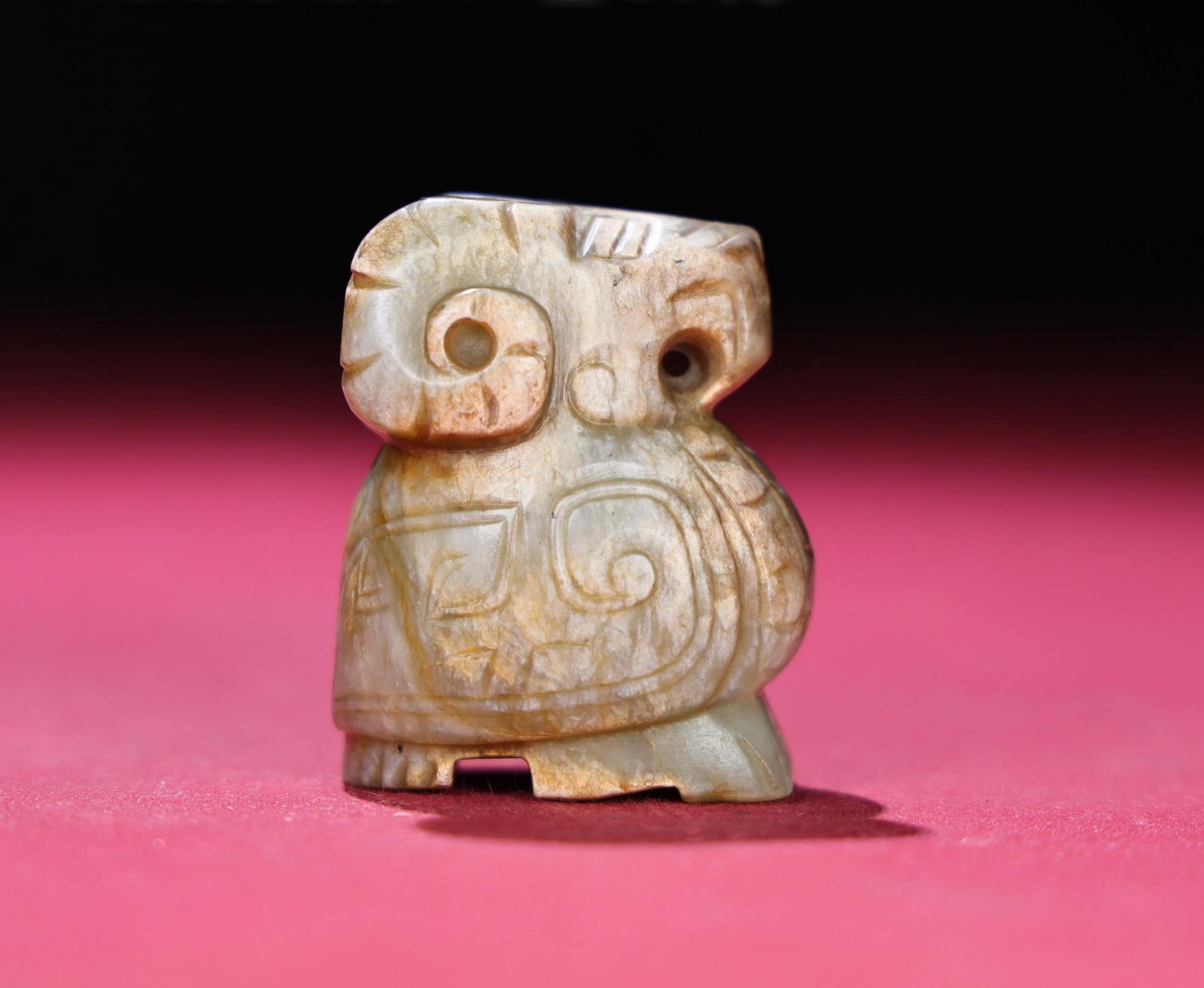 A Chinese Carved Jade Goat Statuette: Ht. 4.8cm, Wd. 3.8cm, Th. 2.9cm, Wt. 83g