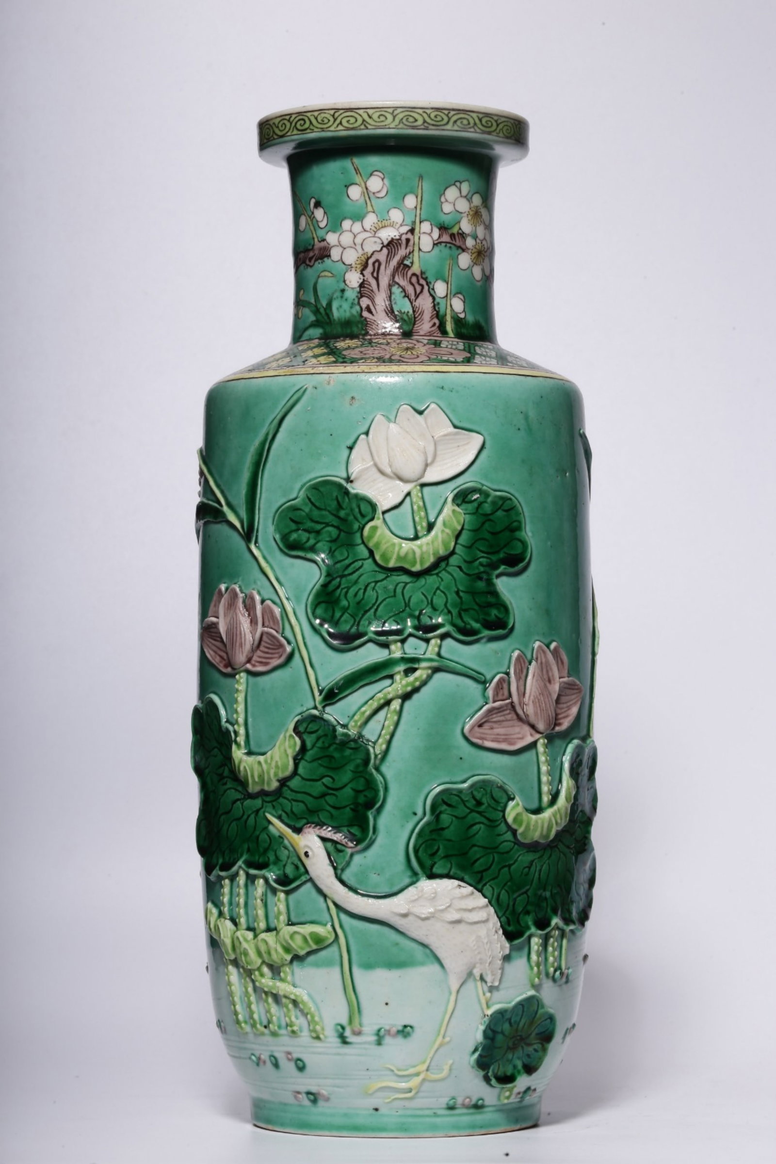 A Chinese Green Ground San-Cai Glazed Porcelain Vase (1 of 10)