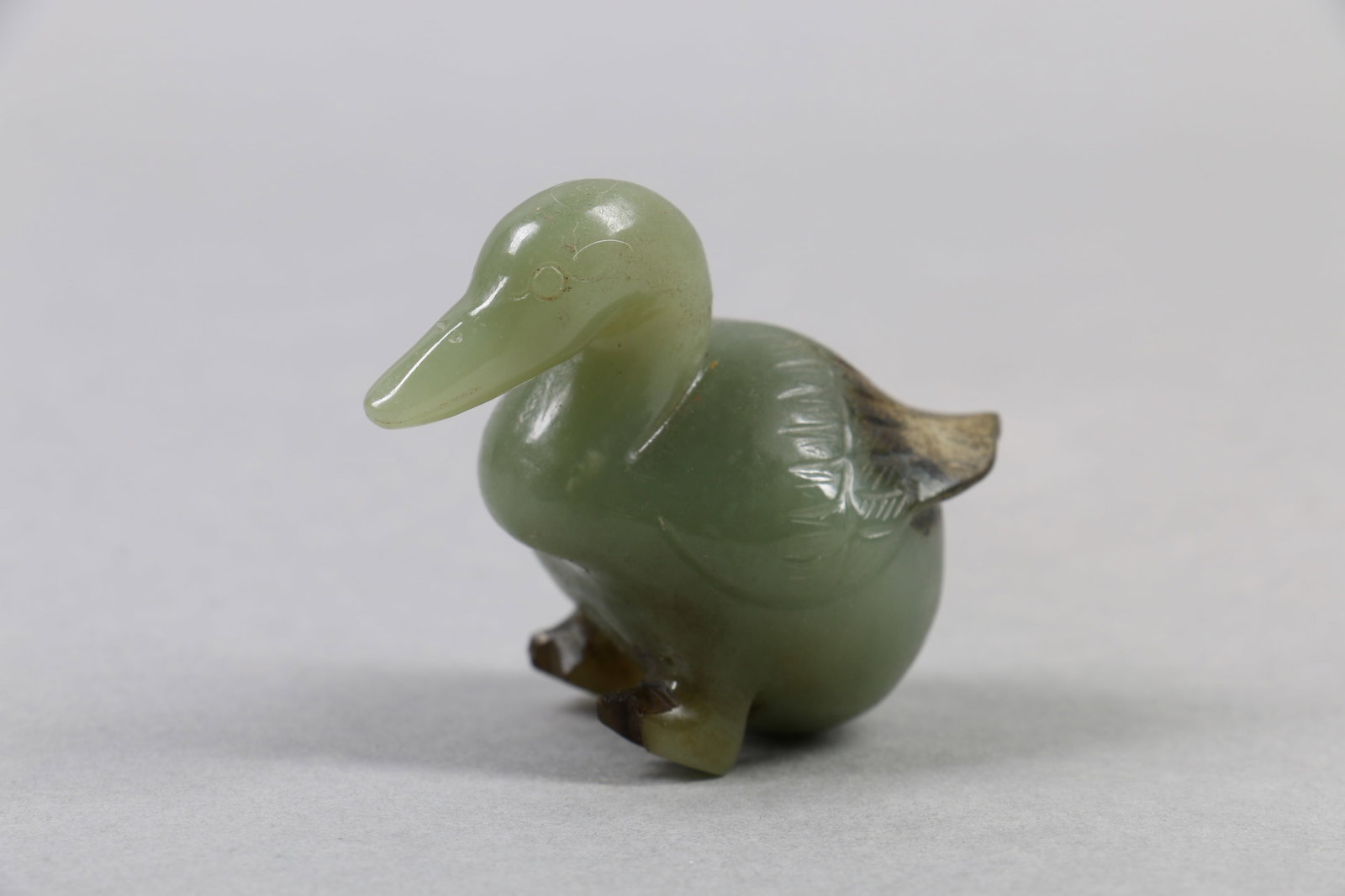 A Chinese Carved Jade Decoration of Duck: Wt. 91g