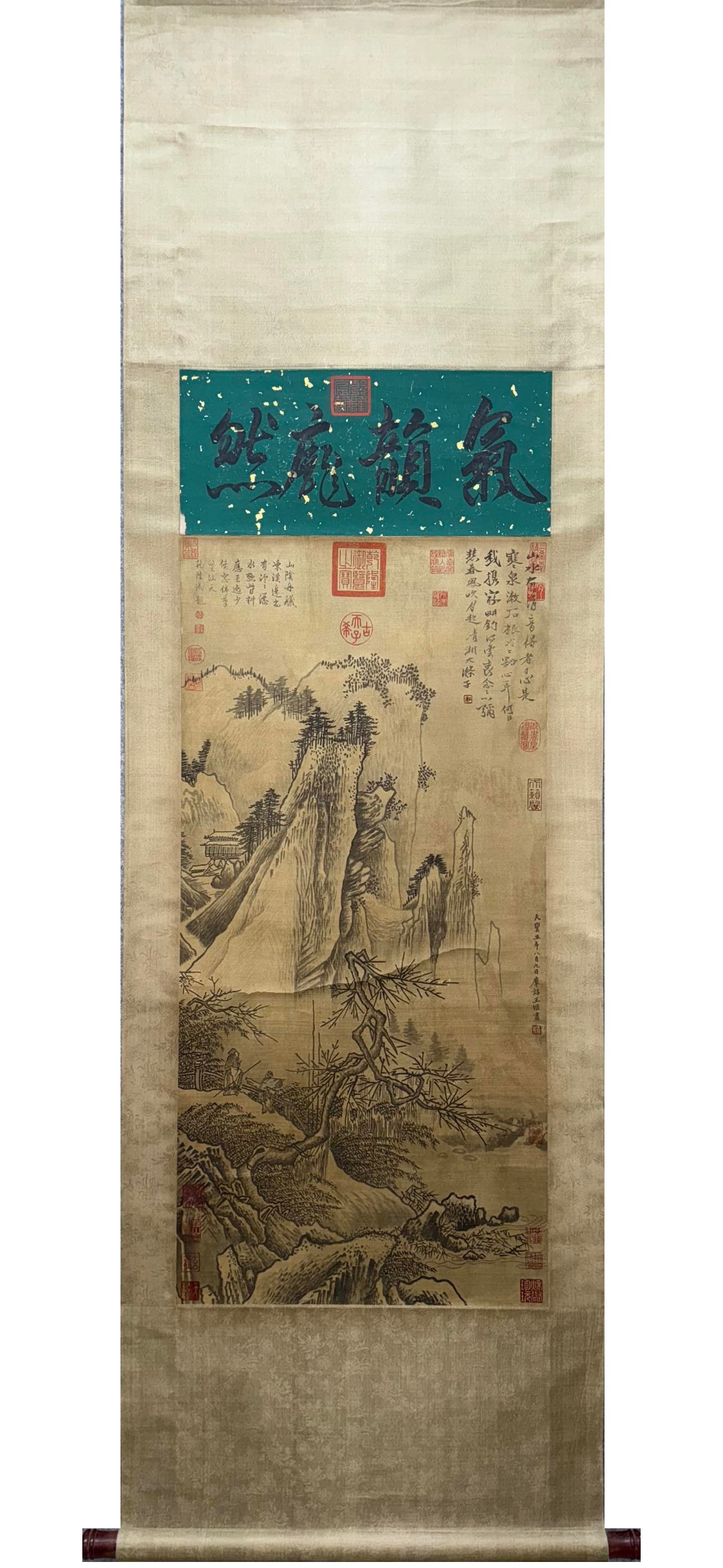 A Chinese Scroll Painting on Silk: Wd. 55cm, Ht. 128cm
