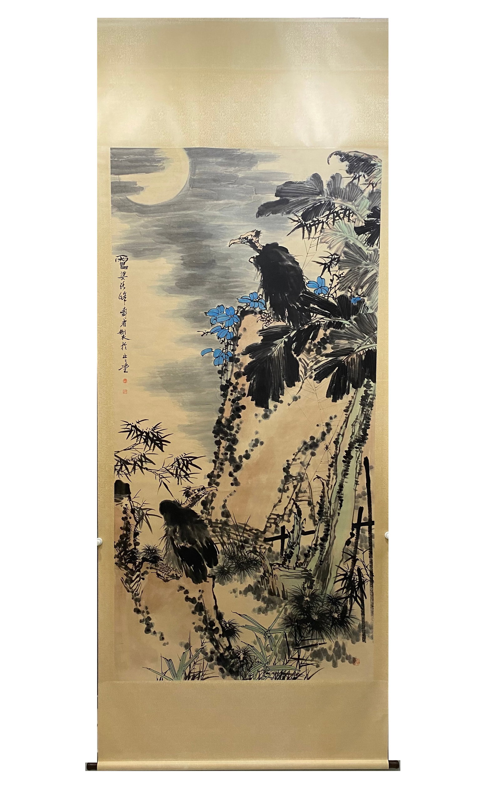 A Chinese Scroll Painting: Lg. 240cm, Wd. 121cm