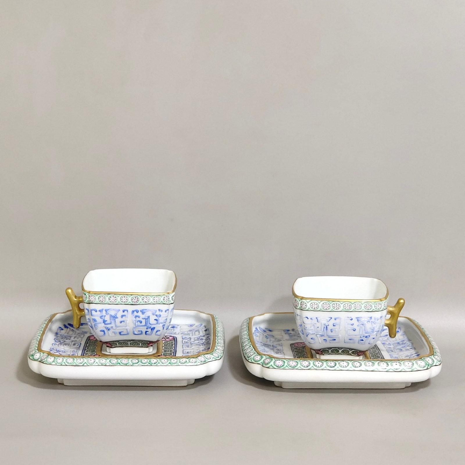 A Pair of Chinese Famille-Rose Porcelain Cups with Dishes (1 of 8)