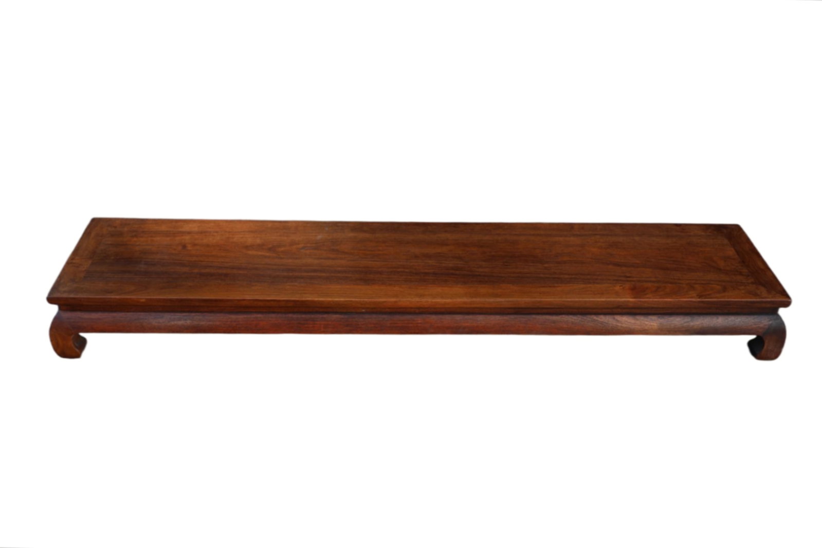 A Chinese Carved Hardwood Feet-Rest: Lg. 140cm, Wd. 29cm, Ht. 15cm