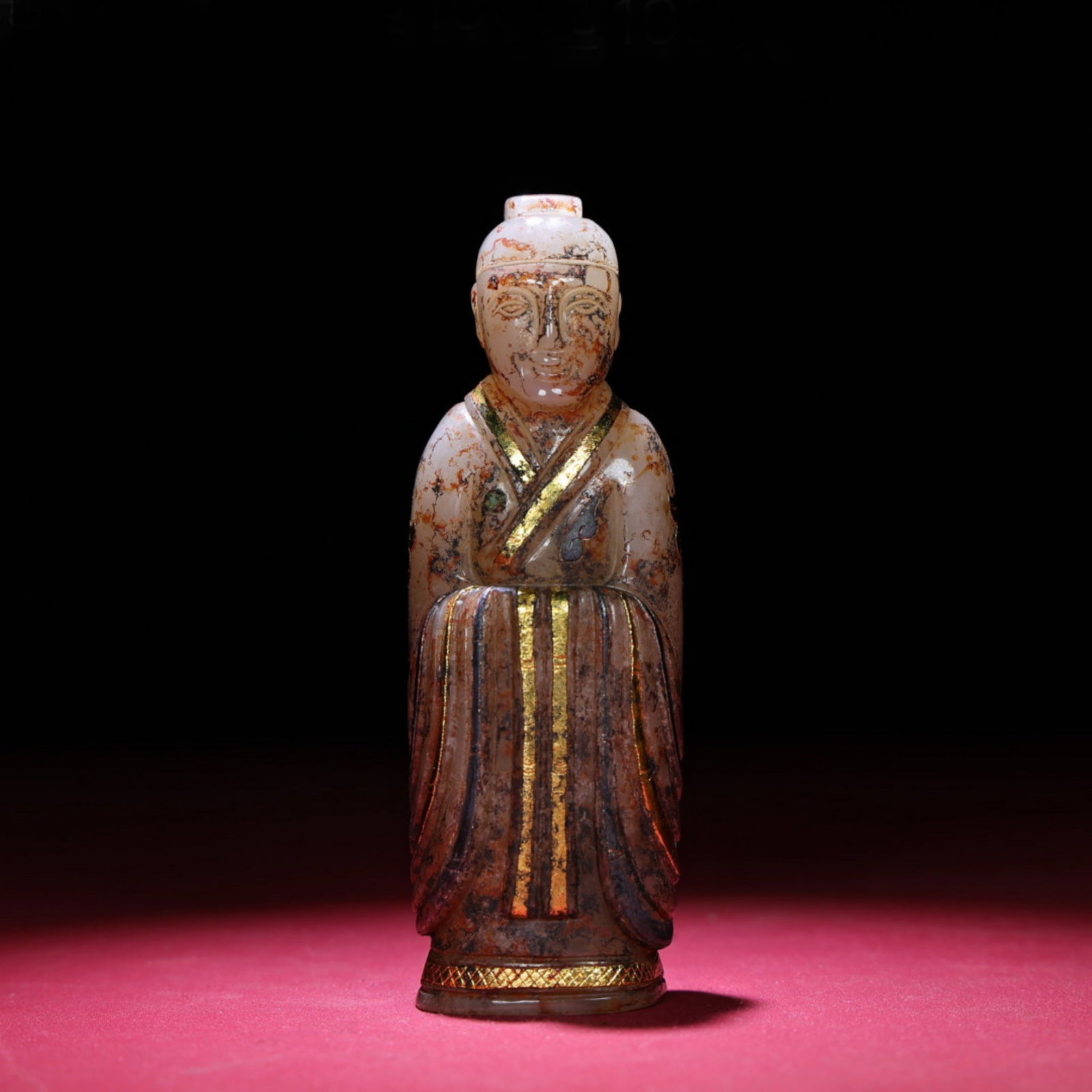 A Chinese Carved Jade Figure of Officer: Ht. 11cm, Wd. 3.8cm, Th. 2.6cm, Wt. 195g