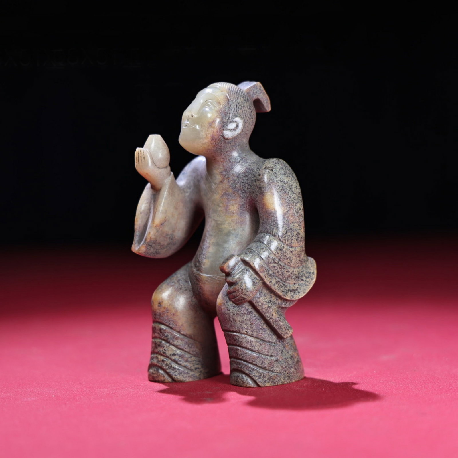 A Chinese Carved Jade Figure of Officer: Ht. 10.8cm, Wd. 5.1cm, Th. 5.1cm, Wt. 252g
