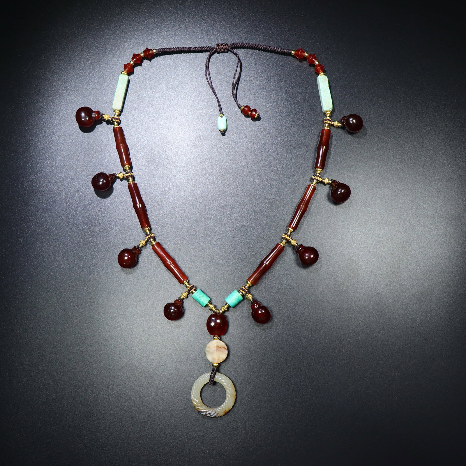 A Chinese Carved Agate Necklace (1 of 9)