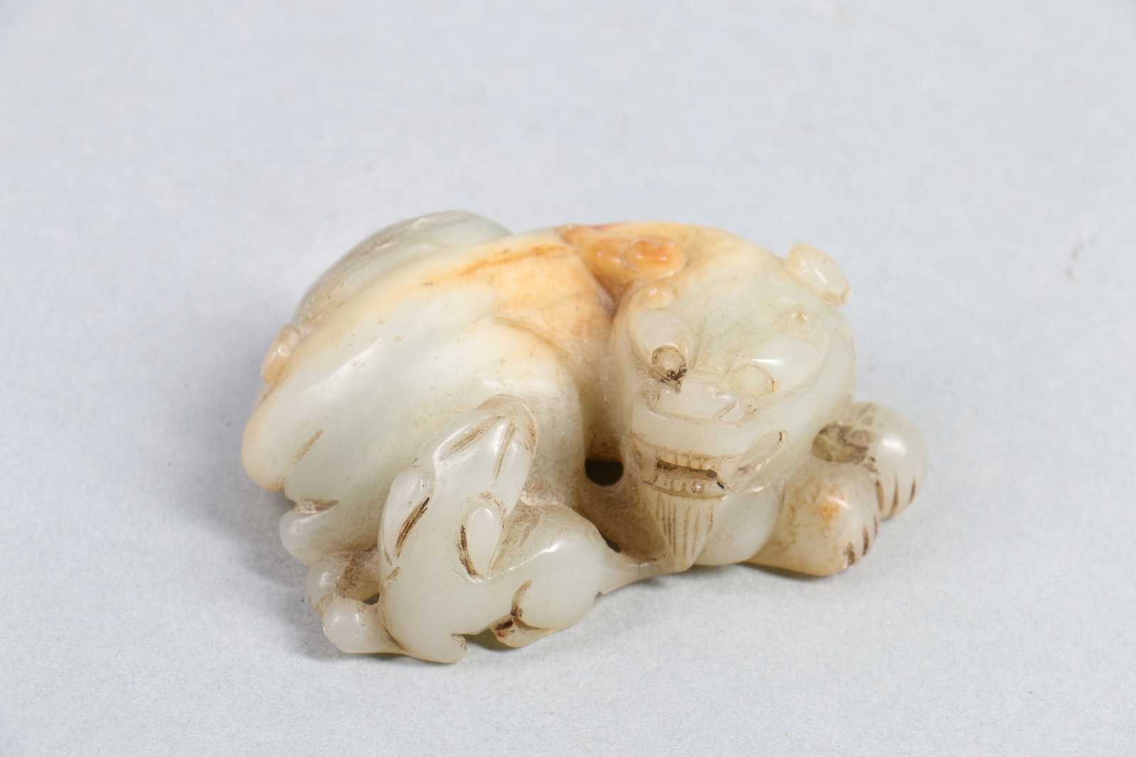 A Chinese Carved Jade Decoration: Max Wd. 8.5cm, Wt. 228g