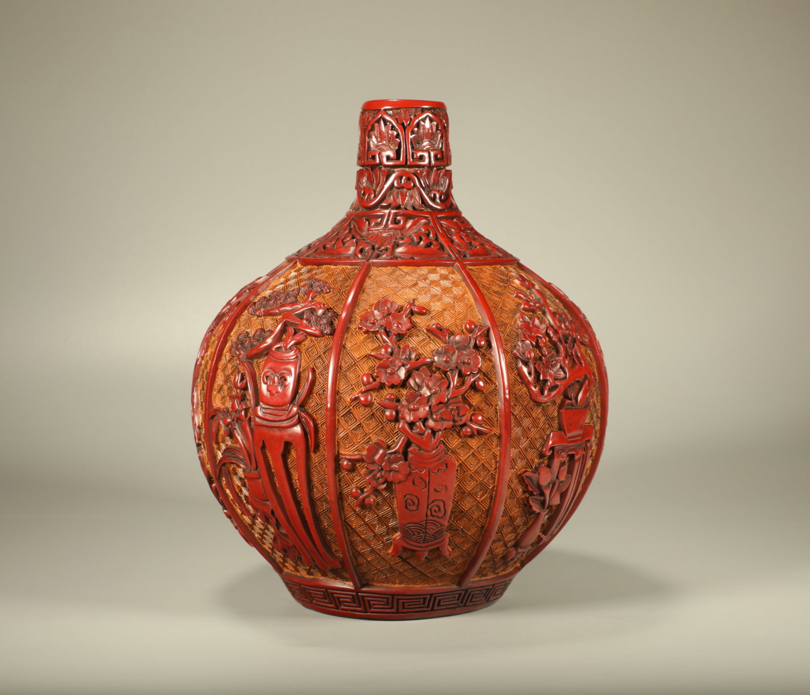 A Chinese Carved Tixi Lacquer Vase (1 of 6)