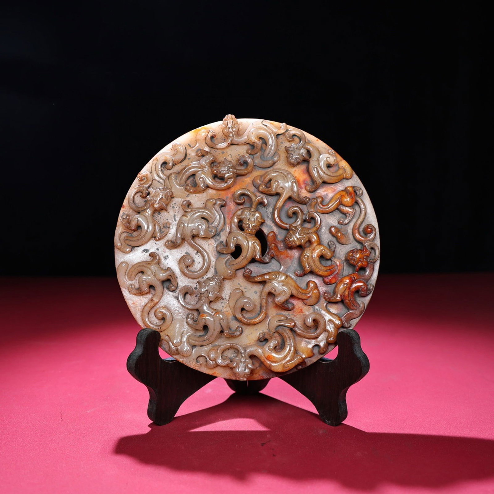 A Chinese Carved Jade Dragon Pendant: Ht. 19cm, Wd. 2.2cm, Wt. 1031g