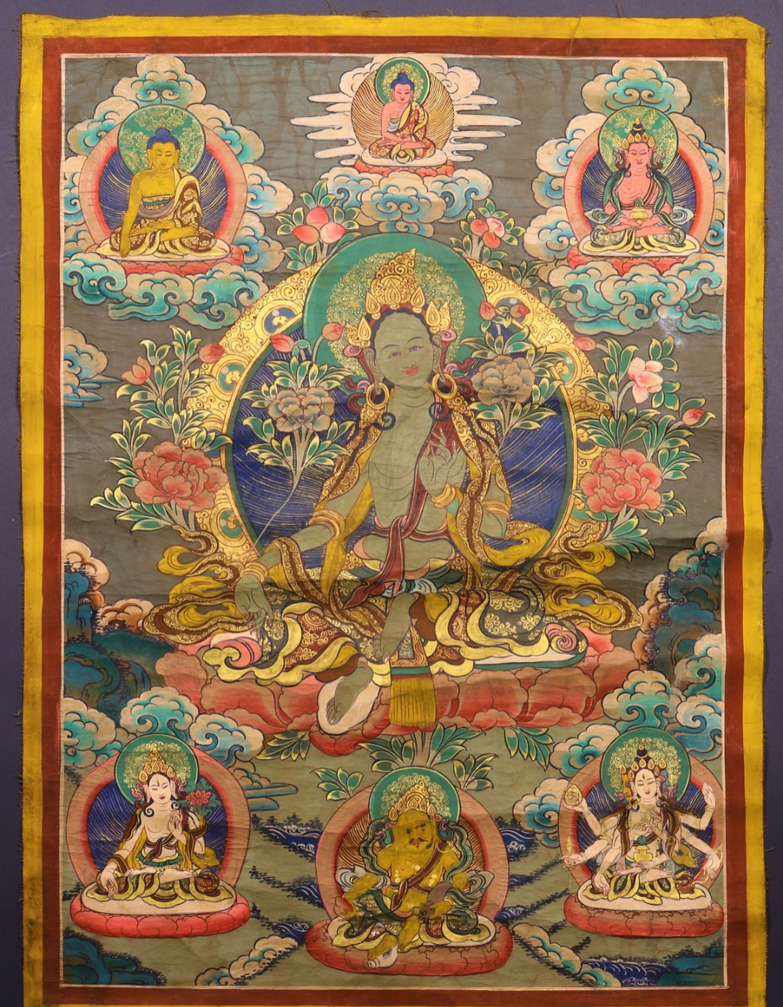 A Chinese Tangka: Wd. 50.3cm, Ht. 71.6cm