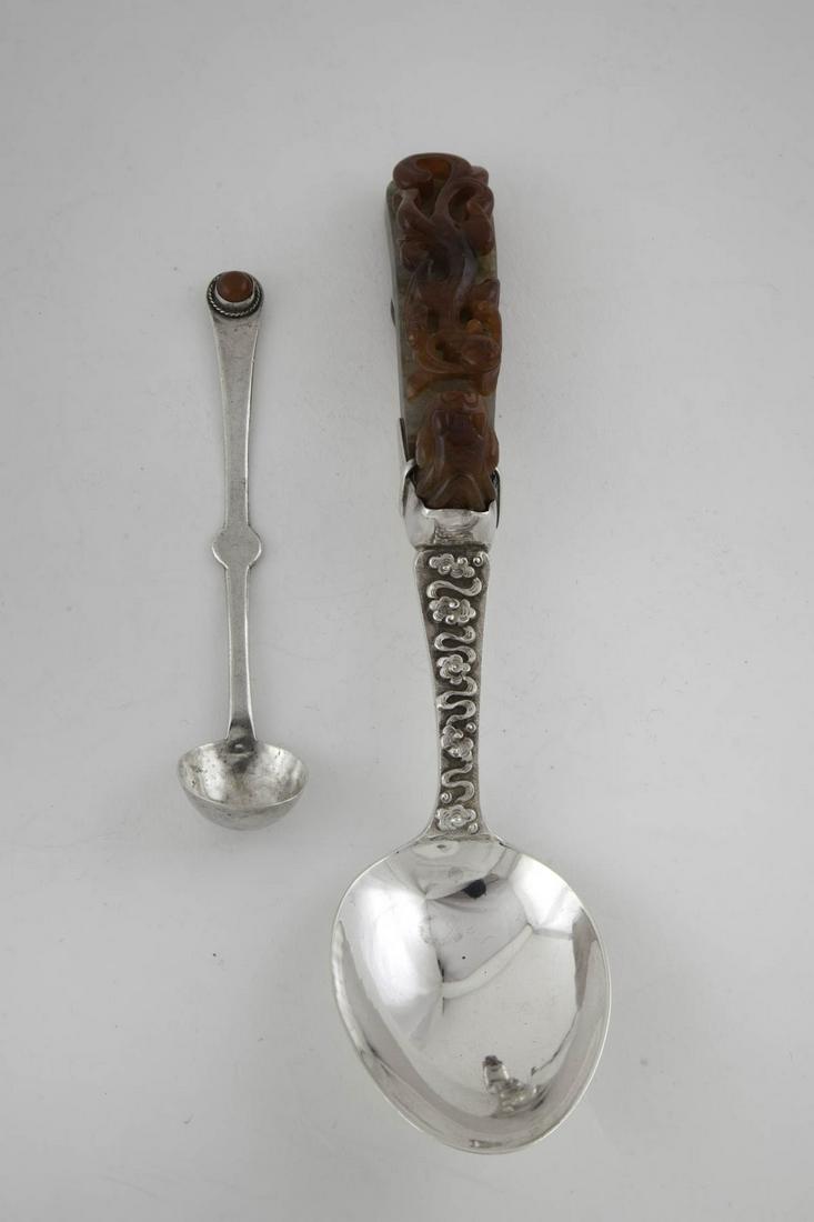 Jade and Sterling Spoon and Sterling Sauce Spoon (1 of 5)