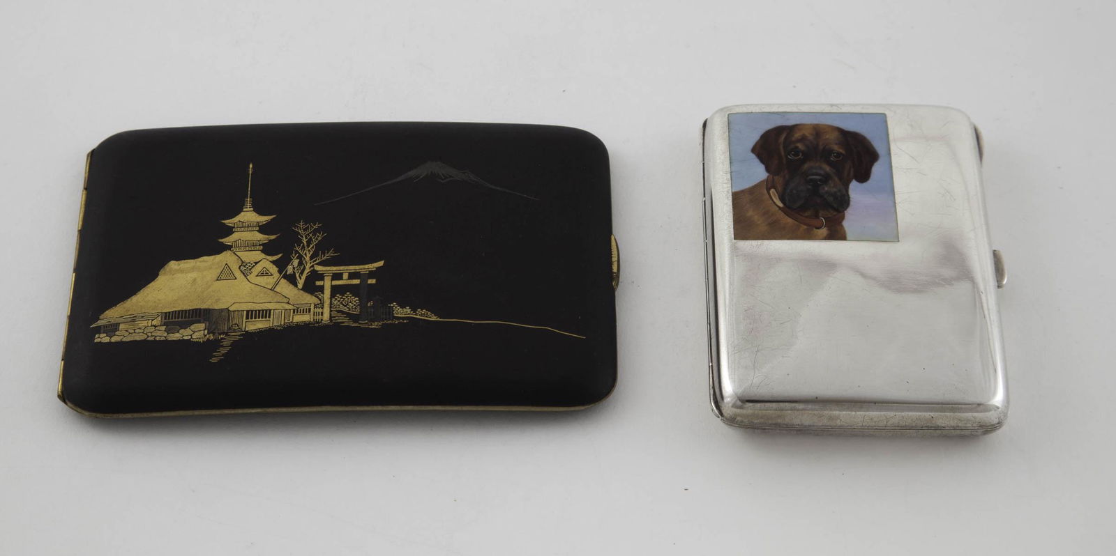 Wonderful German Silver and Enamel "Dog" Cigarette Case (1 of 5)