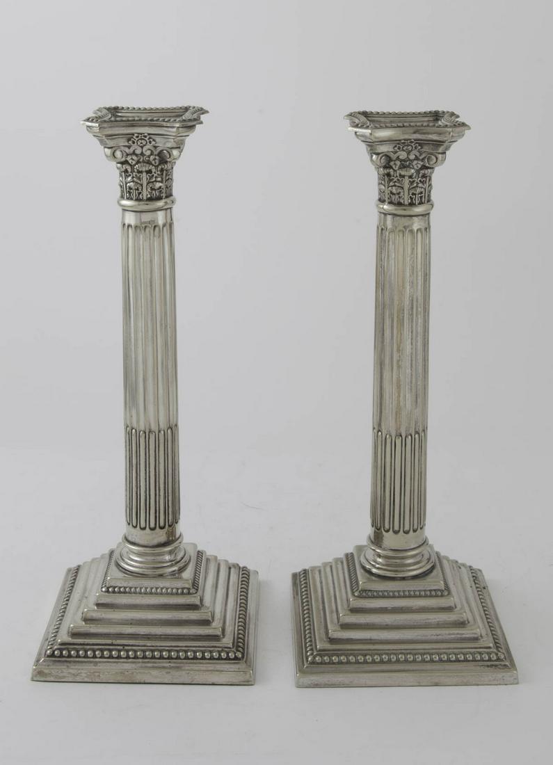 Tall Corinthian Columns Silver Plated Candlesticks (1 of 3)