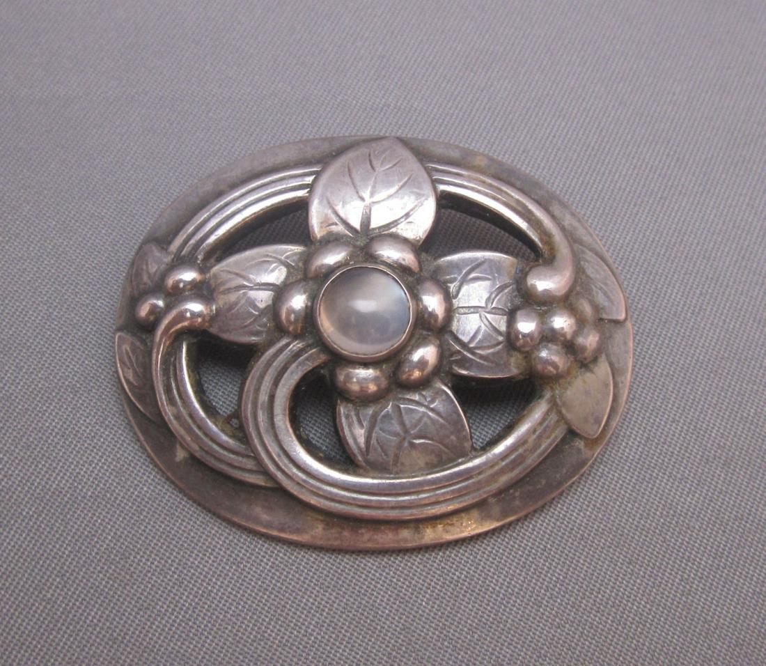 Georg Jensen Silver Brooch with Moonstone (1 of 2)