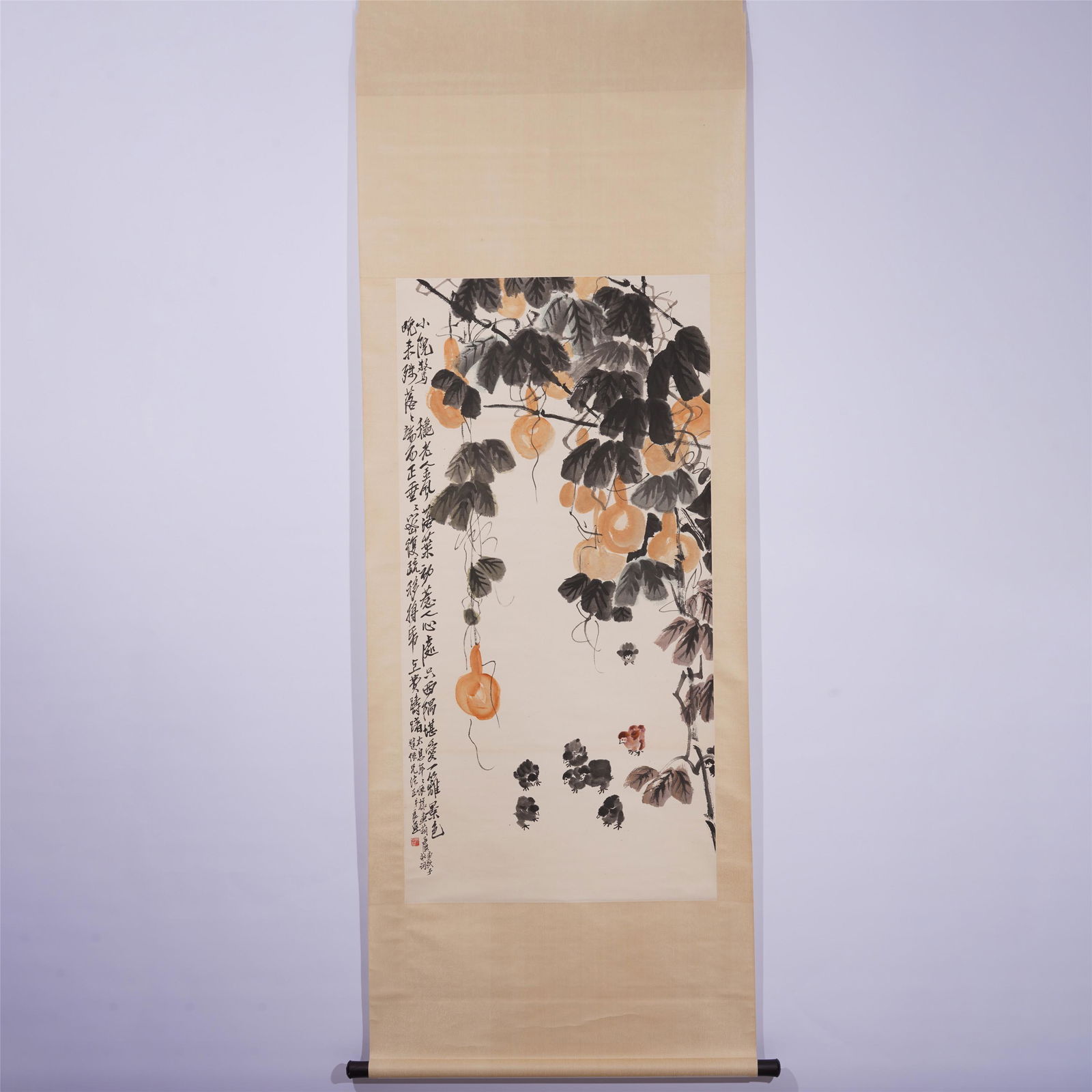 CHINESE HANGING SCROLL PAINTING OF GOURDS (1 of 6)